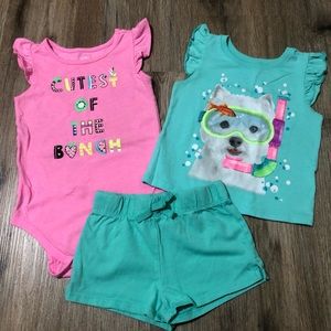 Pink and teal outfit